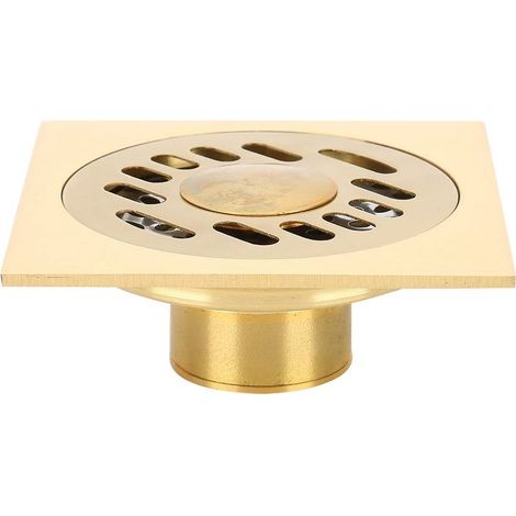 Carré Cuivre Drain de Sol, Grille d'Écoulement Anti-Odeurs avec Filtre à Cheveux 10x10cm en Cuivre pour Salle de Bain et Douche (1/5)