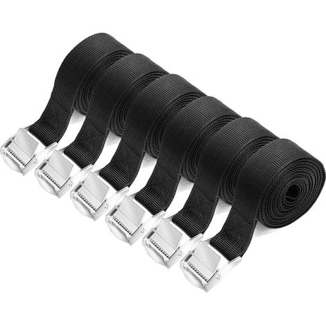 Lot de 6 sangles de fixation/sangles de tension/sangles à cliquet/sangles de sécurité pour bagages résistantes (1/5)
