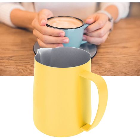 Swan 600ml Edelstahl-Latte-Art-Becher mit spitzem Ausguss, ideal zum Milchaufschäumen, Kaffeezubehör, hellgelb (1/5)