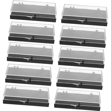 Boîte à Bijoux Design Élégant Rectangulaire Noire en Plastique pour 10 Badges et Bagues Protège et Expose Vos Souvenirs Lors de Réunions ou Célébrations Bancaires (1/5)