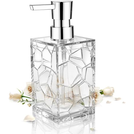 distributeur de savon-Verre acrylique-Distributeur de savon à pression-Blanc transparent (1/5)