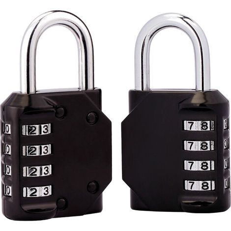 [2 pièces] Cadenas à combinaison à 4 chiffres, cadenas à combinaison étanche, cadenas à combinaison étanche en métal et acier plaqué.