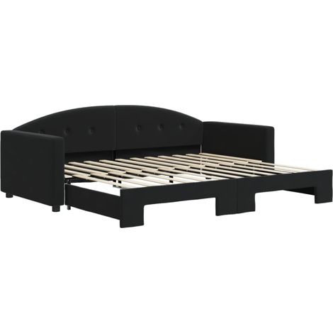 Maison Exclusive - Lit de jour avec gigogne sans matelas noir 90x200 cm