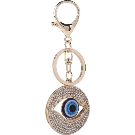 Rhinestone Keychain Fashion Jewelry Bag Purse Accessories with Blue Turkish Evil Eye Pendant (1/5)