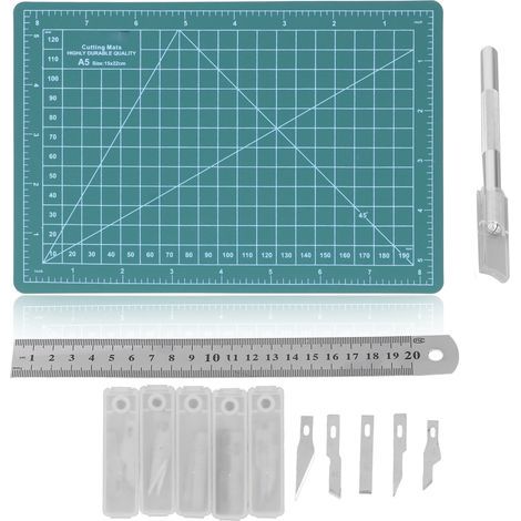Tapis de découpe A5 15x22cm en plastique durable avec échelles en pouces et mm, idéal pour couture et travaux précis (1/5)