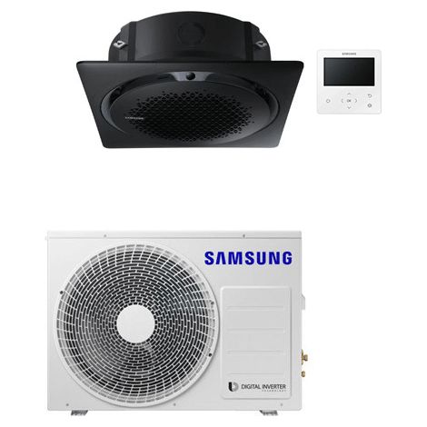 Klimaanlage Monosplit R32 Samsung 360° Kassette 24000 BTU AC071RNNDKG/EU Klasse A++/A+ MIT SCHWARZEM QUADRATISCHEN PANEL UND KABELGEBUNDENER STEUERUNG MWR-WG00KN