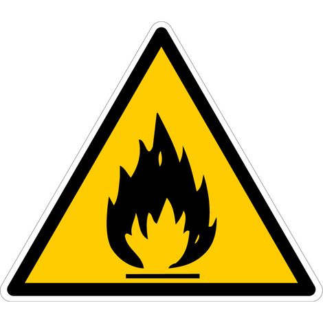 Panneau danger matières inflammables - Plastique PVC 1,5 mm - 250 x 250 mm - Conforme à la norme ISO 7010 (1/5)