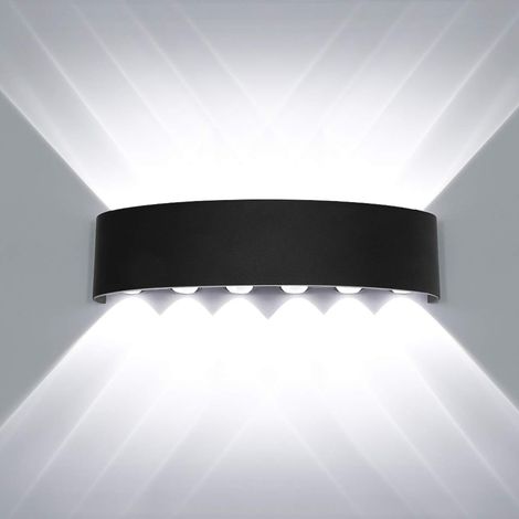 Applique murale LED pour salon, 12 W, applique murale en aluminium pour porche, 6 000 K, lumière blanche froide, applique murale extérieure étanche (1/5)