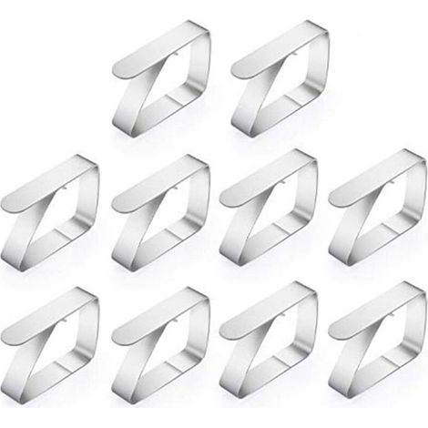 Lot de 10 pinces à nappes inox, accroche nappes gourmandes, pinces à nappes, pinces à nappes (1,5 mm) inox (dimensions : 6,5 x 1,5 x 5 cm)