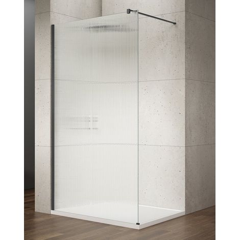 Cabine de douche à l'italienne VARIO BLACK, verre nordique, 1200 mm (1/4)