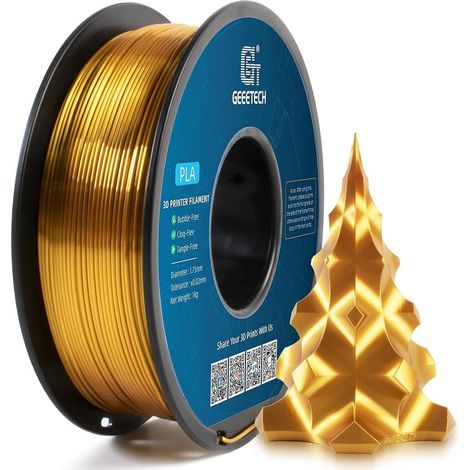 Filament PLA Silk 1,75 mm,PLA soie pour imprimante 3D,Bobine de 1 kg, Silk Or (1/5)