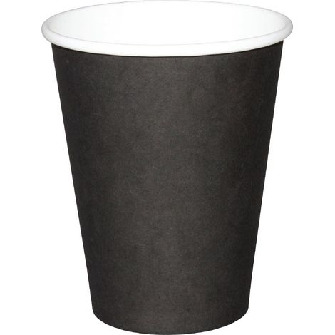 Gobelet papier noir 230ml - Lot de 50 - Paroi simple - Résistant chaleur - Café thé - 90x83mm (1/2)