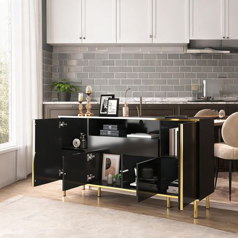 Buffet coloris noir en mDF panneau de particules (1/5)