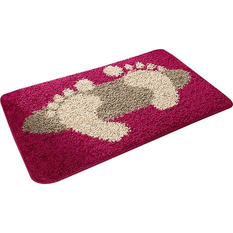Paillasson Interieur 40 x 60 cm forme du pied Rouge (1/3)