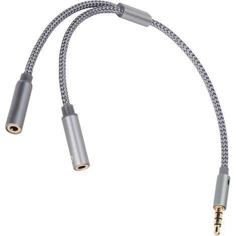 Kopfhörer-Verlängerungskabel, 4-poliger vergoldeter Stecker auf 2-polige Buchse, Y-Kabel für Laptop, Handy oder Computer. (1/5)