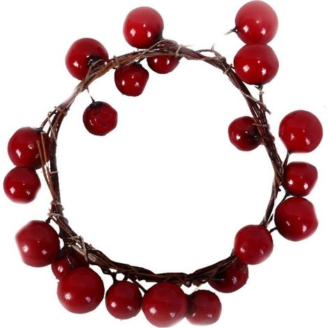 Ghirlanda natalizia decorativa con bacche rosse di sorbo, 15 cm