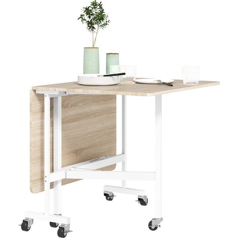 Mesa de comedor plegable 4-6 personnes avec roues abatibles 120x80x73cm Roble