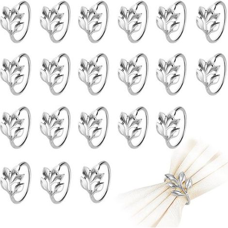 20 ronds de serviette en métal argenté - pour la décoration de table - parfaits pour les mariages, Thanksgiving et Noël (1/4)