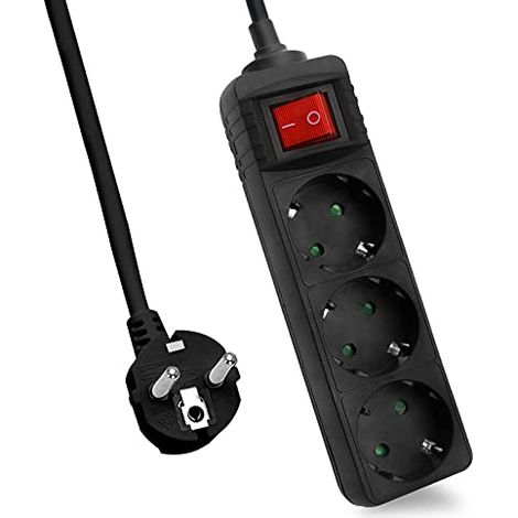 Helos 262805 base múltiple 5 m 3 salidas AC Interior Negro