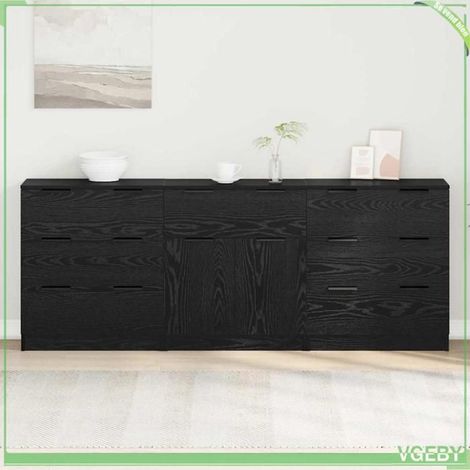 Buffet bas - 3332521 - Chêne noir - Bois d'ingénierie - 4 portes et tiroir (1/5)
