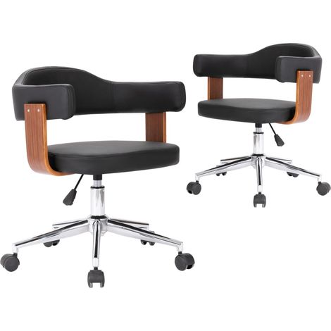 Conjunto de 2 sillas de cocina comedor de diseño contemporáneo en madera curvada y sintética negra CDS021172 (1/5)