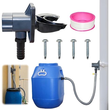 Collecteur d'eau de pluie pour tuyau de descente de 70 à 110 mm - Avec bande en téflon et 4 vis - Raccord de citerne de pluie Speedy pour surfaces de toit jusqu'à 80 m² (1/5)