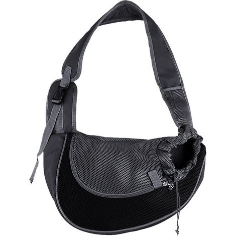 Sac de Transport pour Chien Chat, Réglable Sac à Bandoulière Mains Libres Petit Chien, Portable Bandoulière pour Animal de Compagnie, pour l'extérieur, Les Voyages, Marche(Noir) (1/5)