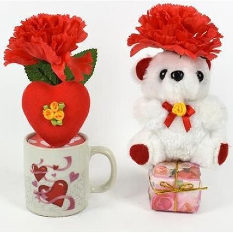 Trade Shop - TAZZINA MIT PELUCHS-ODER-IDEA REGAL SAN VALENTINO MIT FIORI CUORE CONFECT - (1/2)