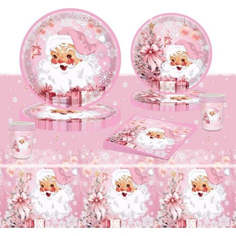 69 Pièces Vaisselle Assiette en Papier de Noël,Vaisselle de Noël de Party Set pour Décorations de fêtes Joyeux Noel(16 Invités) (1/5)