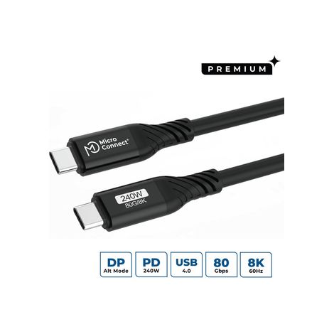 Cavo USB4 Gen 3x2 da 1 m, USB-C, 240 W, 80 Gbps, nero. (1/4)