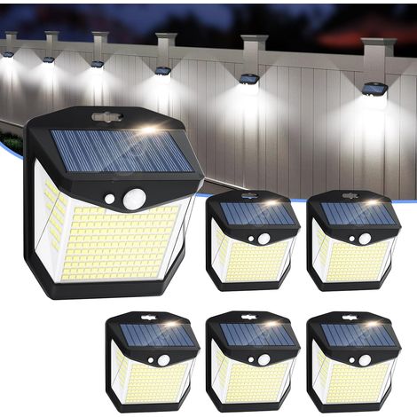 Solaire Lampe Exterieur Détecteur Mouvement - 248 LED Solaire Lumiere Exterieur Lot de 6 IP65 Etanche éclairage 270° Sécurité sans Fil lampe Mural Applique pour Jardin Garage (1/5)