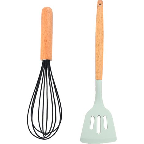 Ensemble Ustensiles Cuisine Bois - Resistants Chaleur Pour Poêles Antiadhésives - Lot De 2 Pièces (1/5)