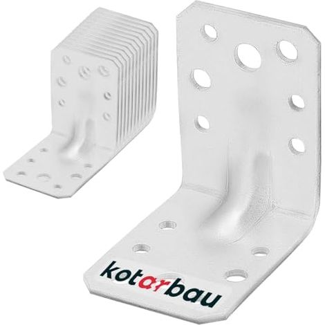 KOTARBAU® 12 pièces. Cornières renforcées 60x60x45 mm en acier galvanisé à chaud, cornières métalliques pour montage sur bois, menuiserie, cornières embouties (1/5)