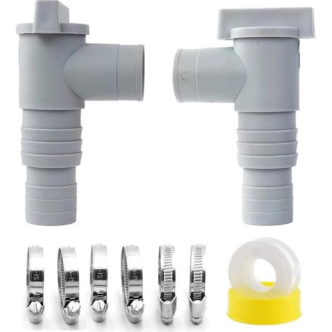 Set di 2 valvole di intercettazione per piscina con raccordo per tubo flessibile da 32 mm (1/5)