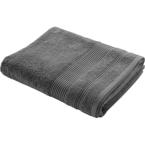 Serviette ou drap de bain en coton 90 x 150 cm Tendresse anthracite
