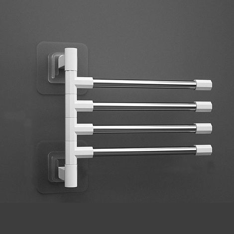 Wall-mounted towel rack with suction cups, 180° swivel, with 4 bars for bathroom (1/5)