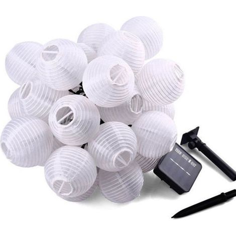 80 lanternes LED solaires, lumière blanche chaude, guirlande lumineuse extérieure pour jardin, terrasse et événements