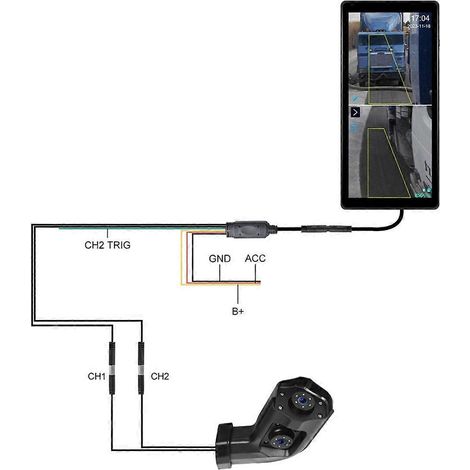 Rückspiegel-Touchscreen, 2-Kanal-DVR, IP68-Recorder, rechts