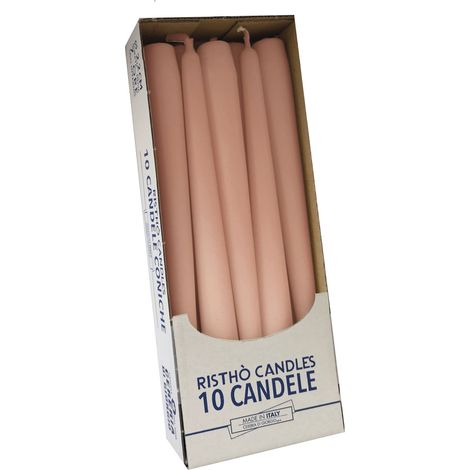 Cereria di Giorgio 10 Candele coniche Ø 2,2 cm Altezza 25 cm - Candele Decorative per la casa – Colore Cipria – Durata 7 Ore – Inodore – Cera vegana Naturale – Senza Olio di Palma – Made in Italy