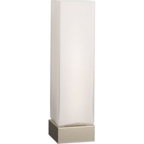 Juin Juin - Lampada da tavolo con cilindro in vetro bianco e base in acciaio