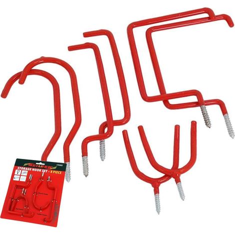 Neilsen 8pc Garage Hooks Organizer Wall Mount Hanging Storage Utility Hangers