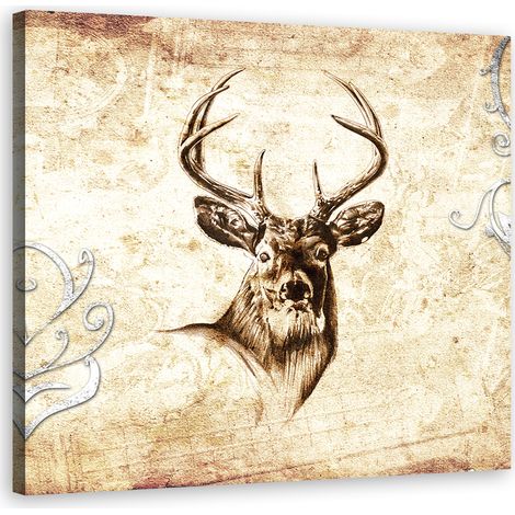 Image sur toile, Cerf Vintage - 30x30 (1/5)