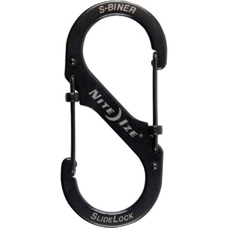DOUBLE MOUSQUETON S-BINER SIDELOCK T. 4, NOIR NITE IZE (1/3)