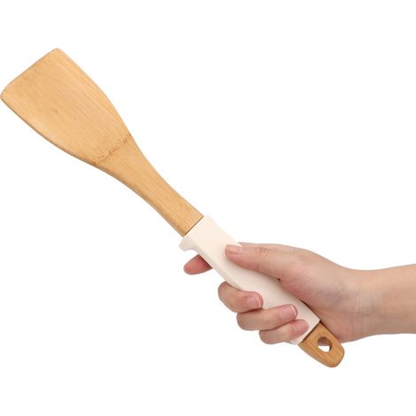 Spatule-cuillère en bambou de 32 cm avec poignées en silicone, ustensile de cuisine domestique (1/5)
