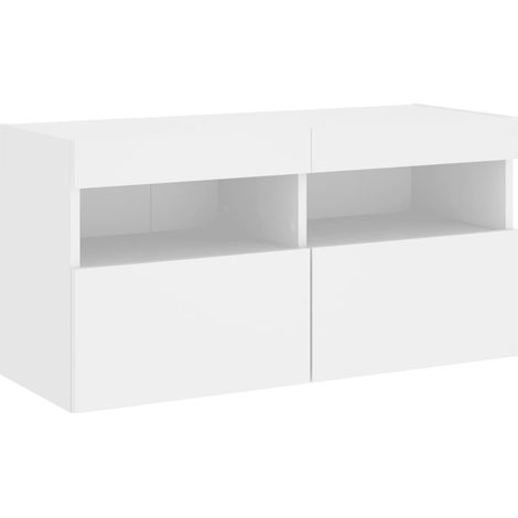 Mobile TV multimediale scaffale per televisione televisione buffet sala da pranzo soggiorno camera da letto a parete con luci a LED 80 x 30 x 40 cm bianco 020027910