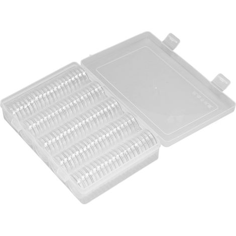 Porte-monnaie 100 pièces, boîte de rangement transparente pour collection de pièces avec capsules d'exposition