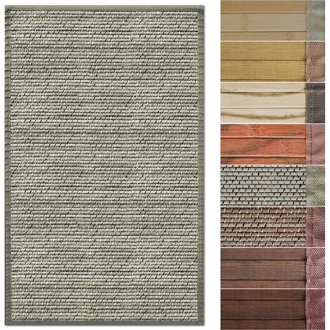 Tapis en bambou avec bord en tissu  Design naturel 160 x 230 cm, panda naturel