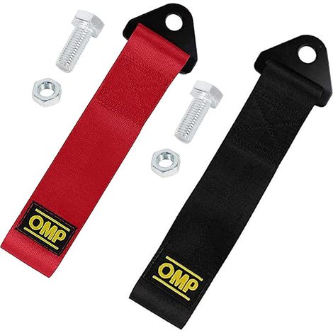 2 Pièces Sangle Remorquage Voiture Course, Racing Voiture Remorque Corde, Corde de Remorquage en Nylon, pour Les Crochets de Remorquage de Pare-Chocs Avant (Rouge, Noir) (1/5)