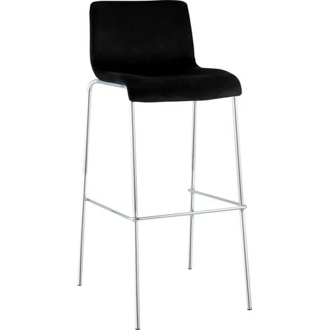 Sgabello da bar x1 schienale basso 4 gambe in metallo cromato seduta in velluto nero 100005847