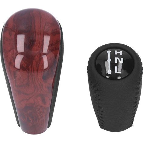 Pomo de palanca de cambios para coche, 2 piezas: pomo de palanca de cambios automático en cuero sintético PU + mango de palanca de cambios de ABS. (1/5)